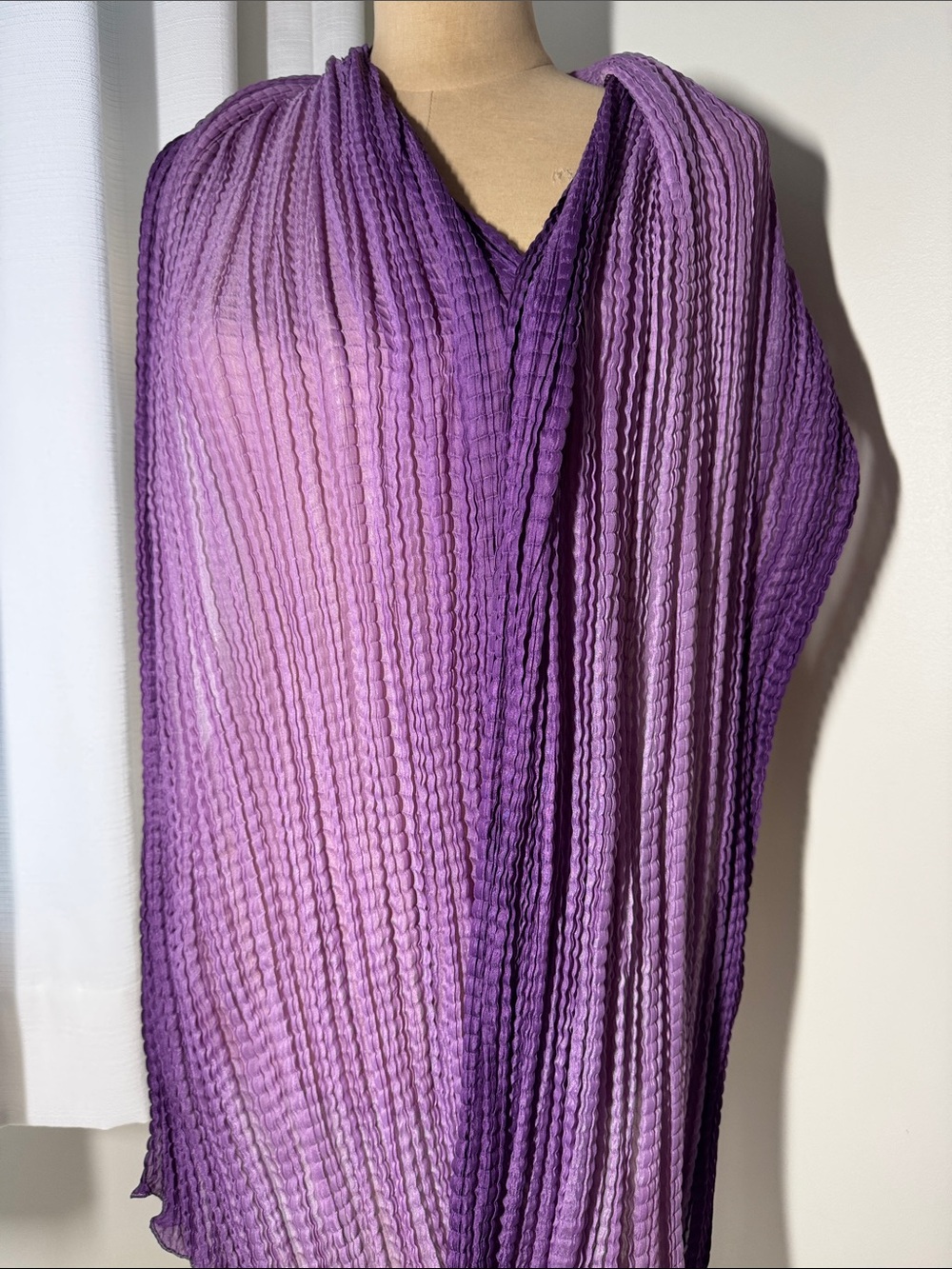 Chico’s accordian pleat ombré purple wrap.